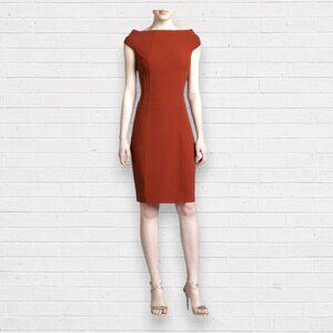 KaufmanFranco Red Wool Blend Sheath Dress Cap Sleeve Bodycon Cocktail Career